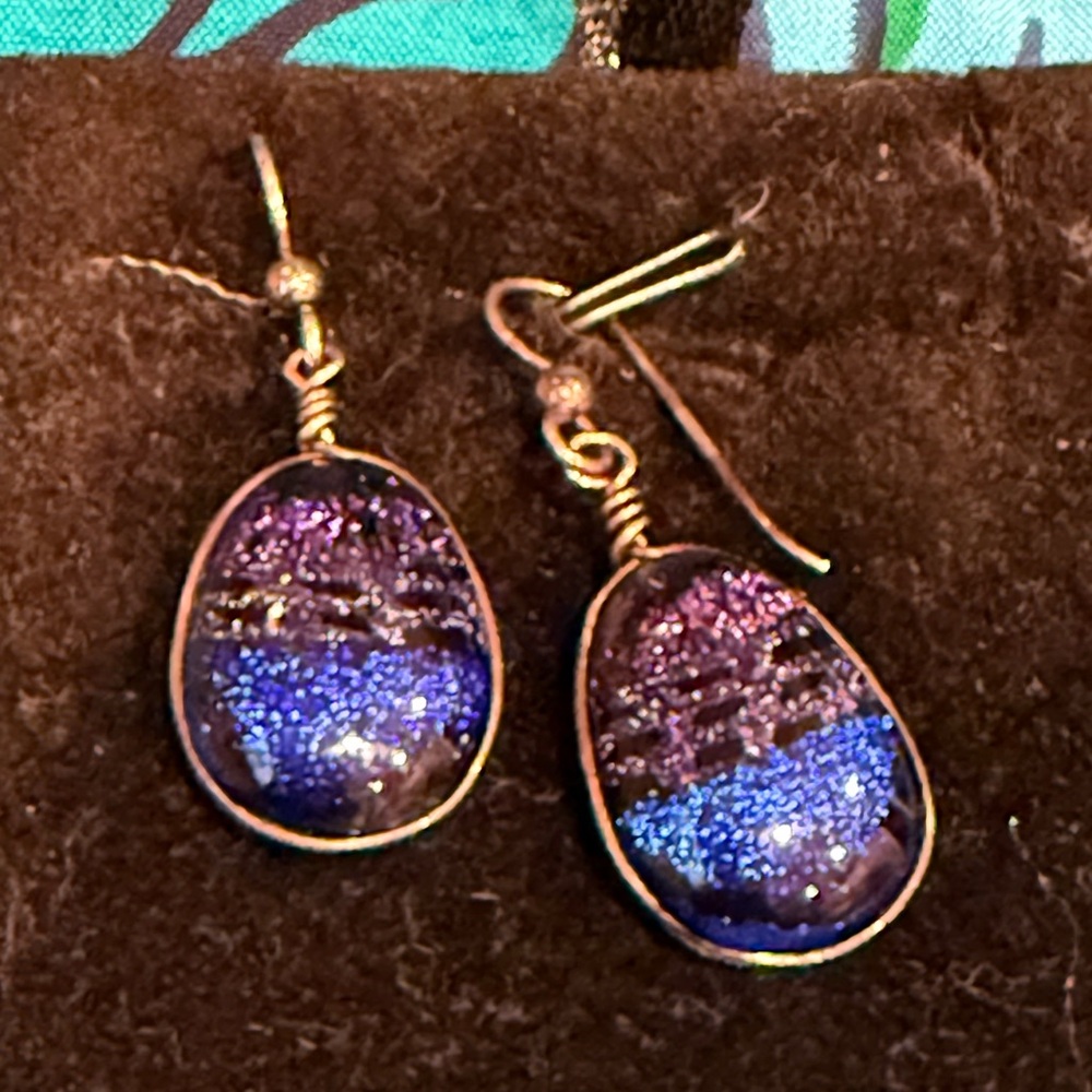 Cosmic Blue and Purple Teardrop Earrings - NWOT